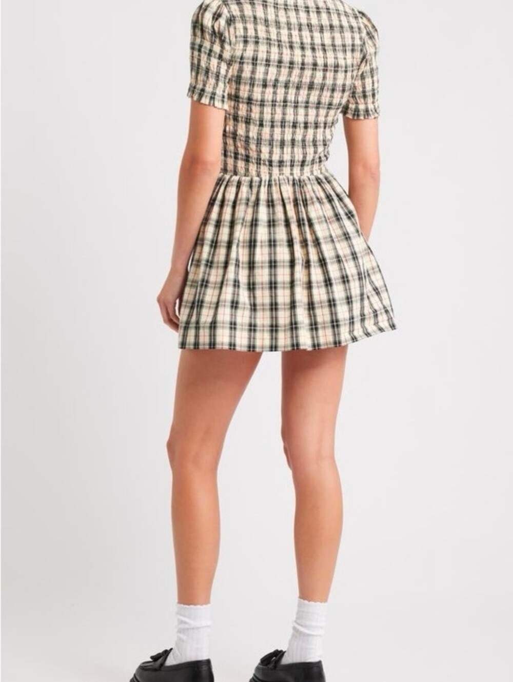 Damson Madder Mansi Short-Sleeve Smocked Mini Dress EU Size 6/ US Size 2 - Picture 2 of 10